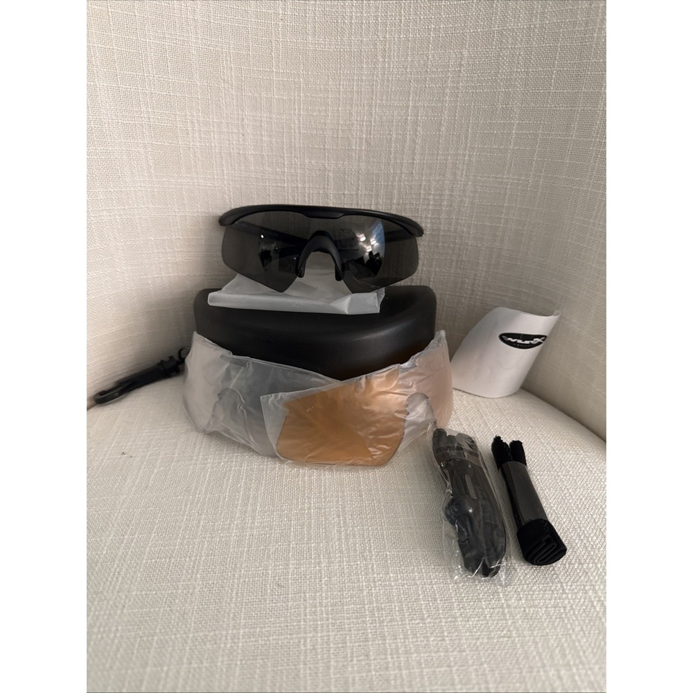 Wiley X Z87 Sunglasses Matte Black Frame w/‎ Light Rust/Smoke Gray/Clear Lens